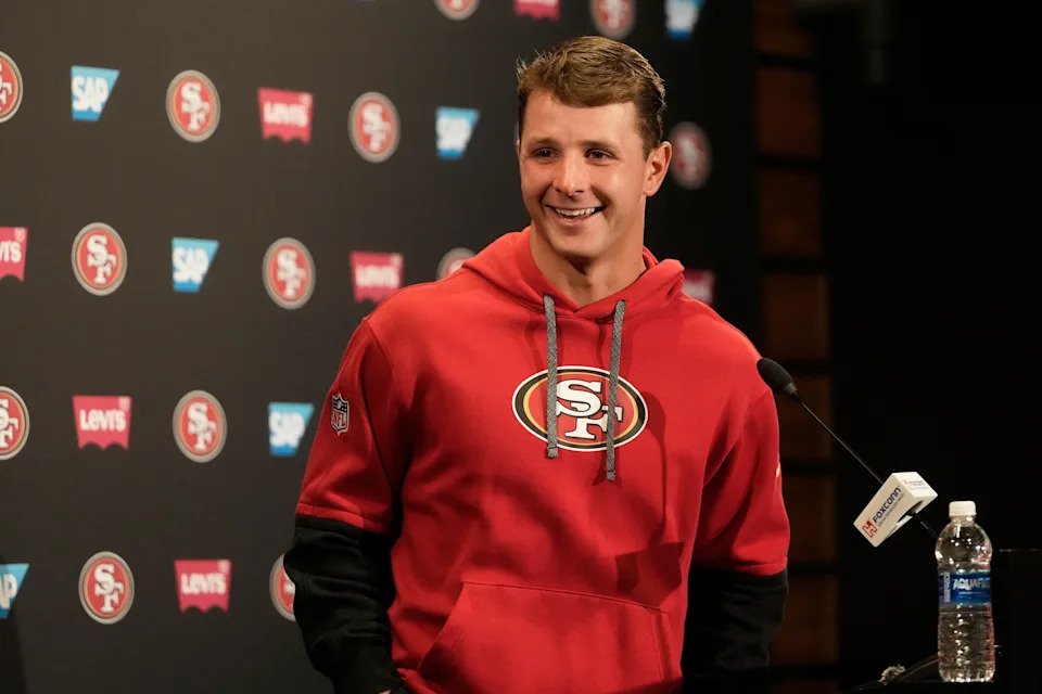 Brock Purdy has 265 million new reasons to smile. (AP Photo/Jeff Chiu)