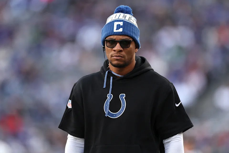 Anthony Richardson will miss some practice time with a shoulder injury. (Photo by Luke Hales/Getty Images)