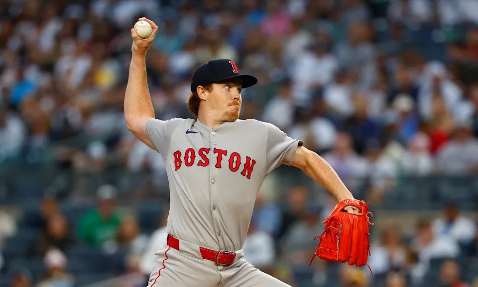 Boston Red Sox pitcher Hunter Dobbins (73) throws against the New York Yankees during the first inning of a baseball game, Sunday, June 8, 2025, in New York. (AP Photo/Noah K. Murray)