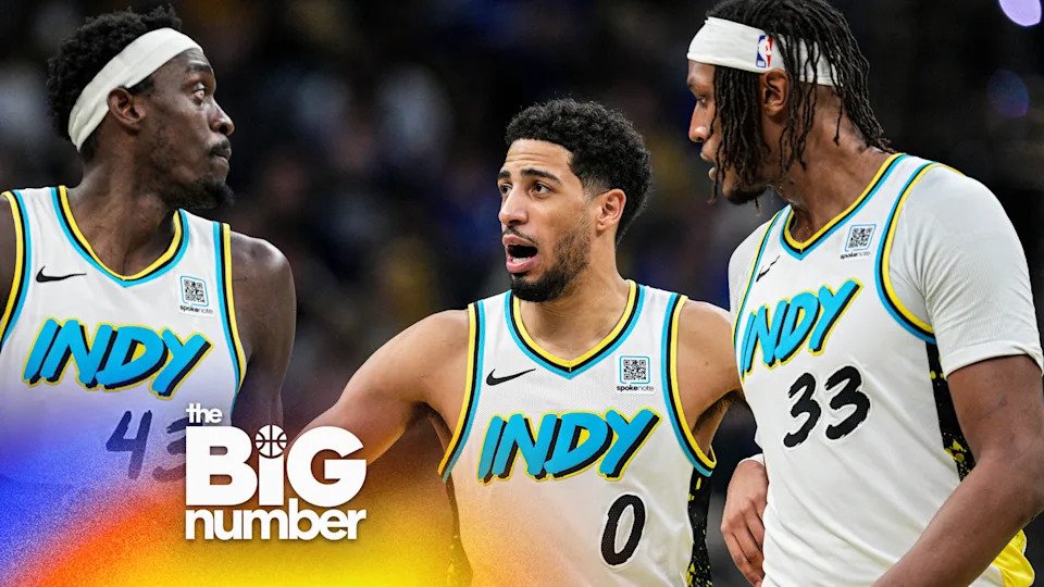Tyrese Haliburton #0 of the Indiana Pacers speaks with teammates Pascal Siakam #43 and Myles Turner #33 during the second half of an NBA basketball game against the Oklahoma City Thunder at Gainbridge Fieldhouse on December 26, 2024 in Indianapolis, Indiana. (Photo by Jeff Dean/Getty Images)