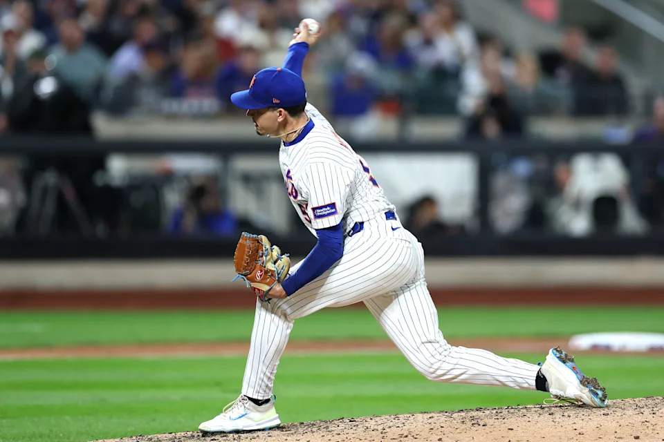 NEW YORK, NEW YORK - SEPTEMBER 17: Dom Hamel #53 of the New York Mets pitches during the six inning against the San Diego Padres at Citi Field on September 17, 2025 in the Queens borough of New York City. (Photo by Ishika Samant/Getty Images)